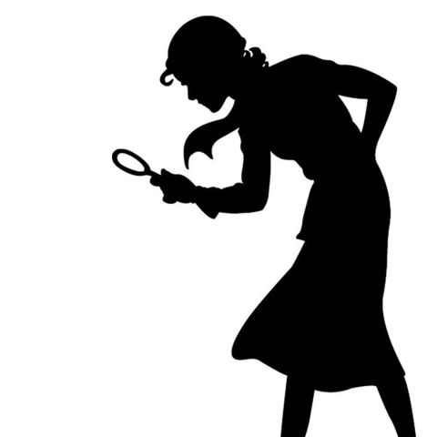silhouette of a girl and spy glass