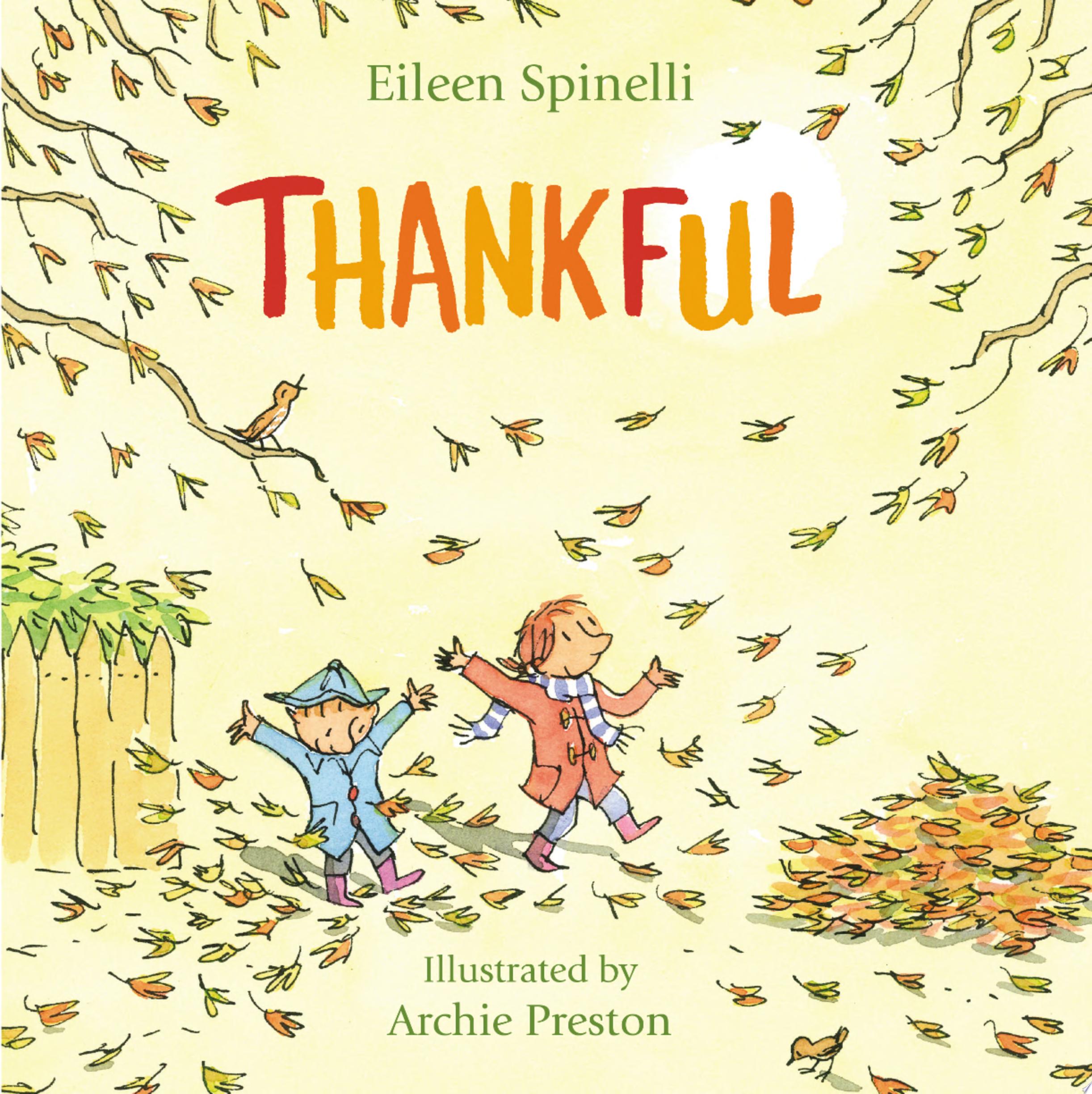 Image for "Thankful" - two kids playing in leaves