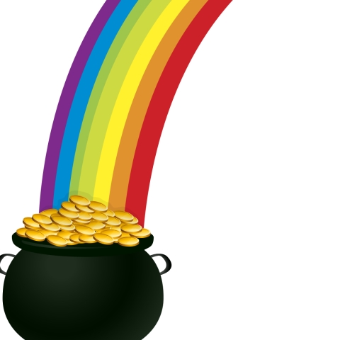 a pot of gold at the end of a rainbow