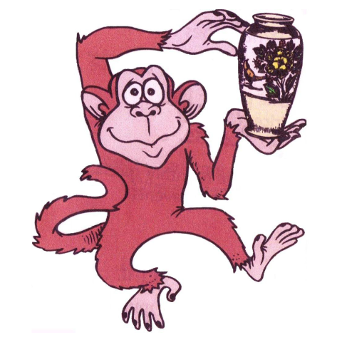 illustration of a monkey holding a vase