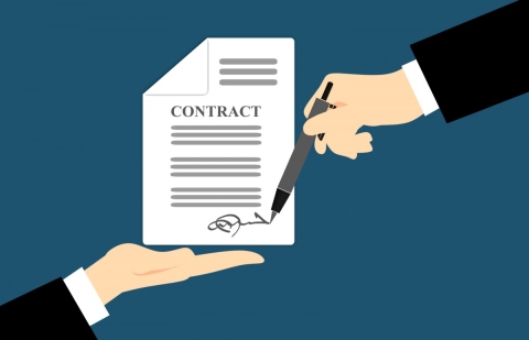 illustration of someone signing a contract