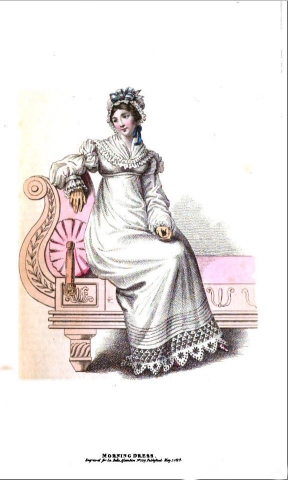 illustration of a woman in Regency England