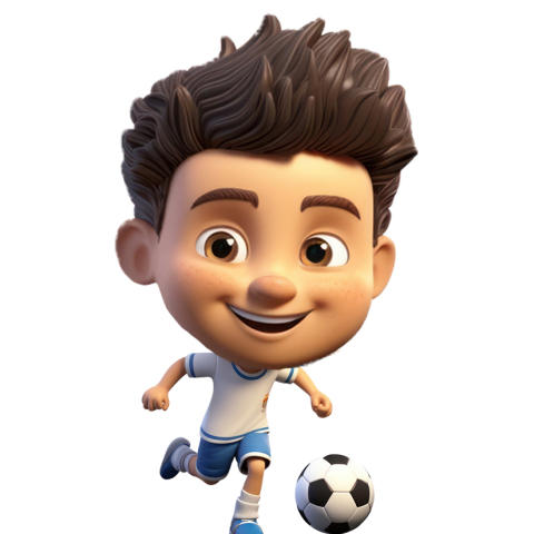 illustration of a soccer player with a giant head