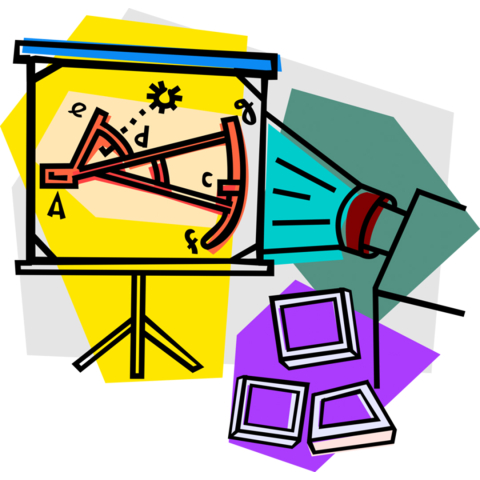 illustration of a projector and screen