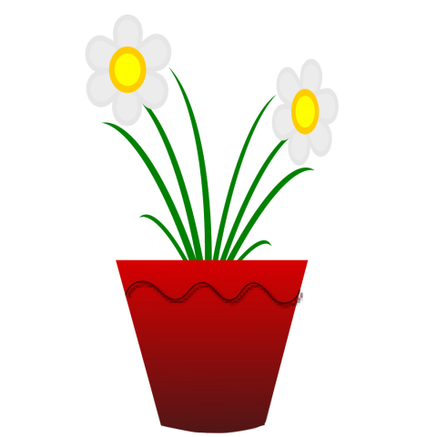 illustration of two daisies in a flower pot