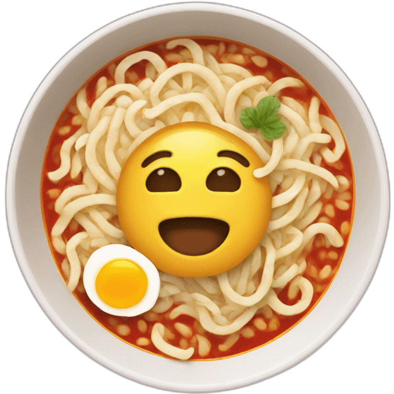 illustration of a bowl of ramen that has a smiley face in the middle
