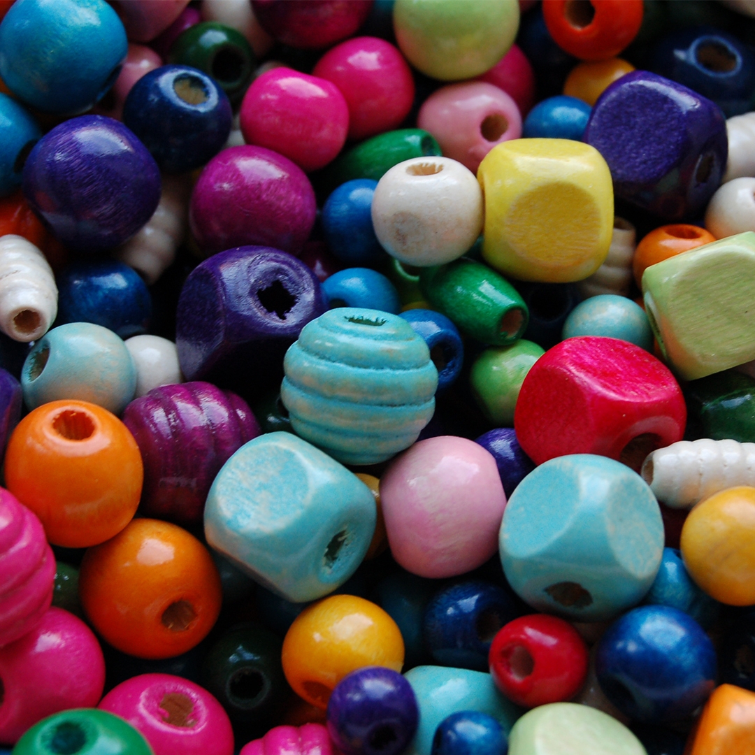 a collection of various beads