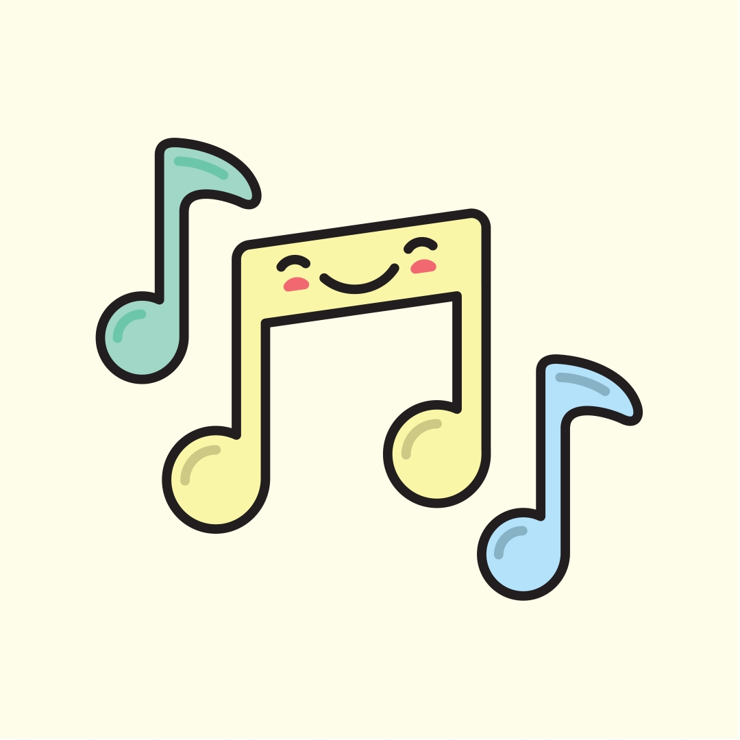 illustration of happy music notes
