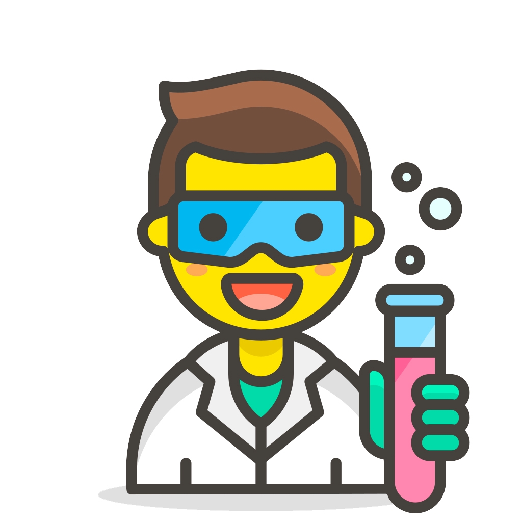 illustration of a male scientist holding a beaker with bubbled coming out of it