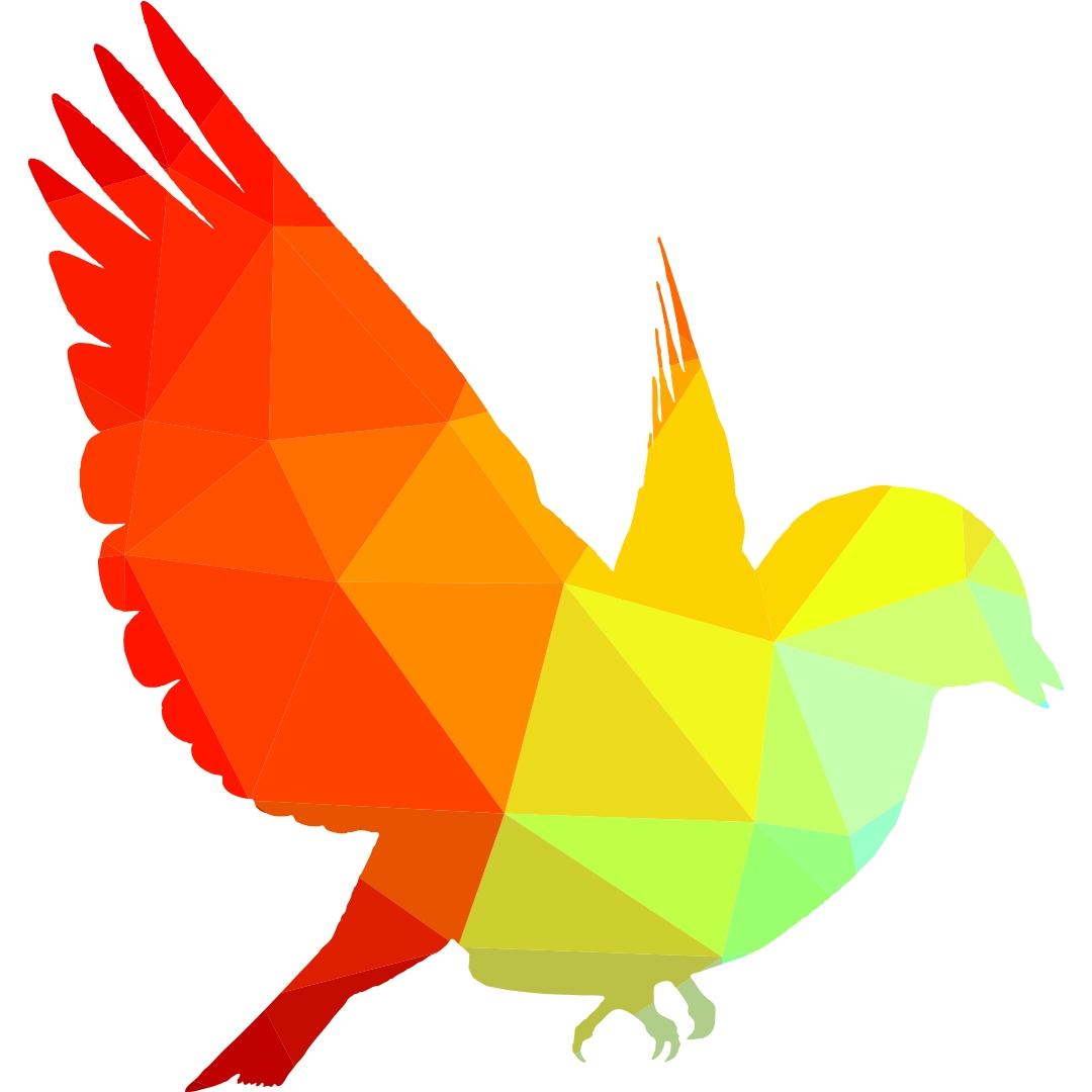 silhouette of a bird colored in like stained glass