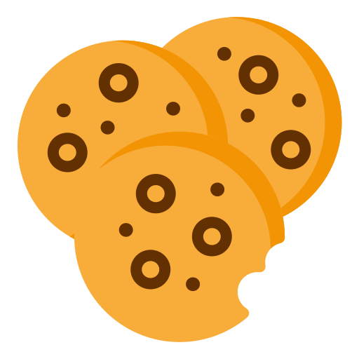 three illustrated cookies, one has a bite taken out of it