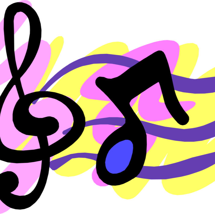 illustration of musical symbols on a bright background