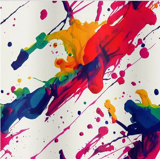 splatters of paint on a white canvas