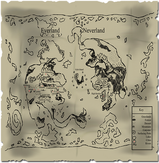 vintage looking map of Neverland from Peter Pan